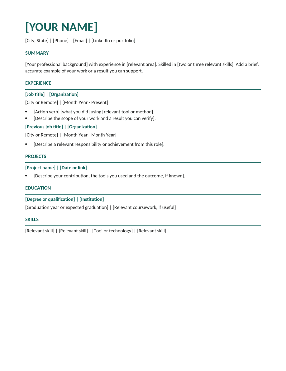 Modern resume template preview